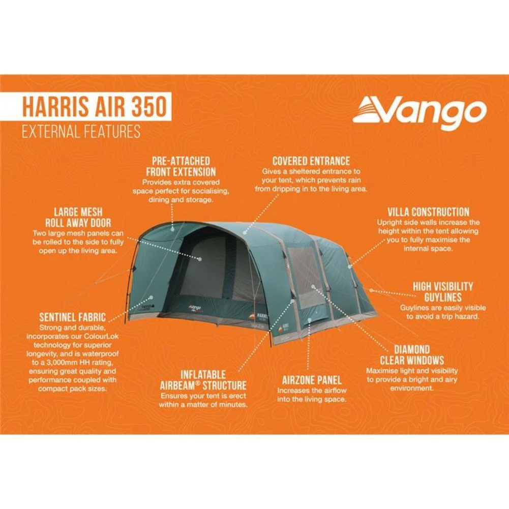 Vango Harris Air 350 Tent - 3 Man Tent (Mineral Green) - Image 4