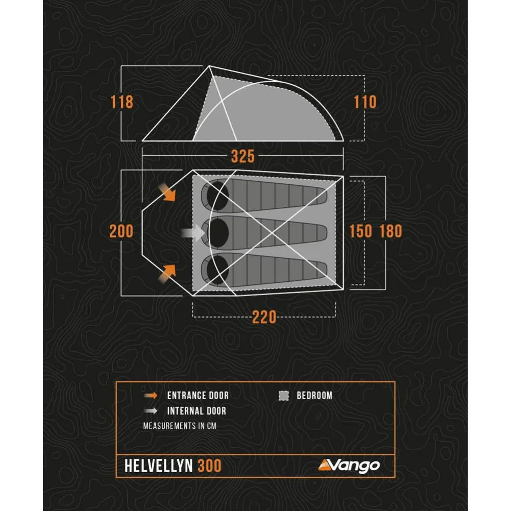 Vango Helvellyn 300 Trekking Tent - 3 Man Semi-Geodesic Tent (Pamir Green) - Image 4