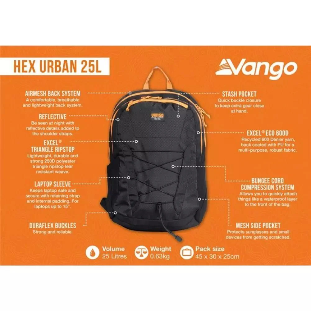 Vango Hex Urban 25L Rucksack (Black) - Image 2