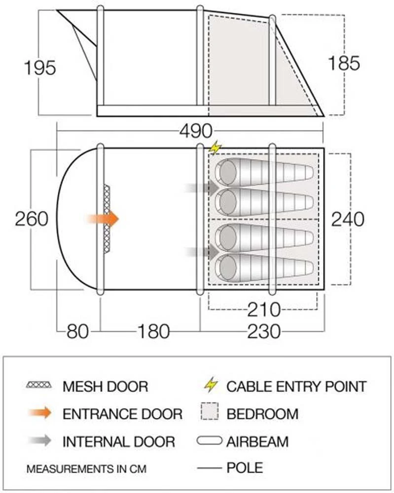 Vango Hudson/Amalfi 400 Tent Footprint - 490cm x 260cm - Image 2