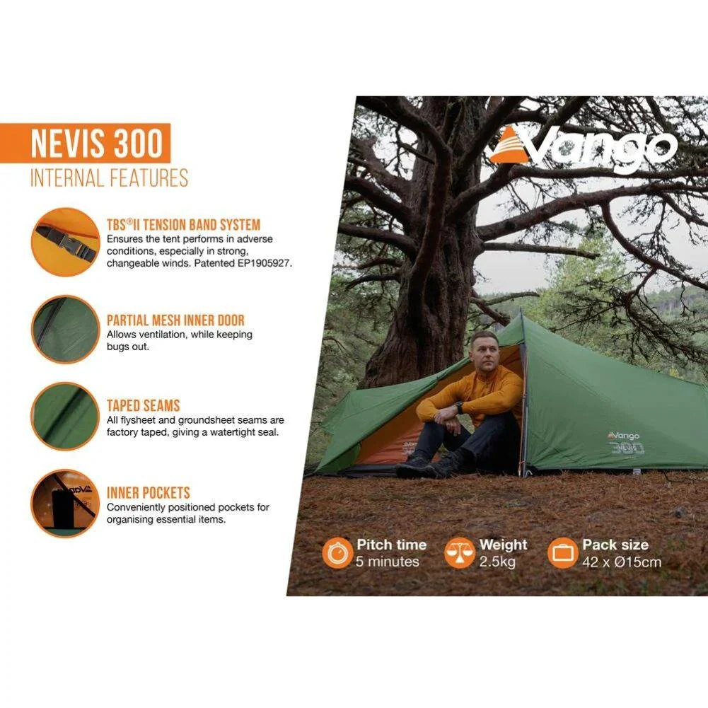 Vango Nevis 300 Tent - 3 Man Trekking/Backpacking Tent - Image 8