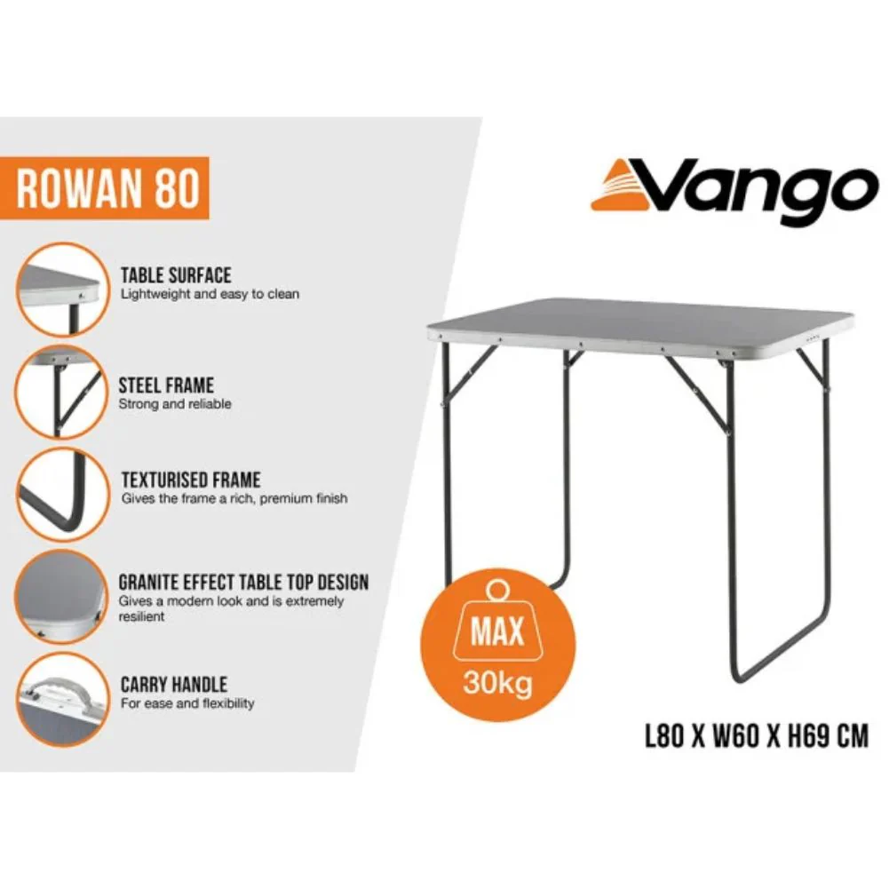 Vango Rowan 80 Foldable Camping Table - Image 2