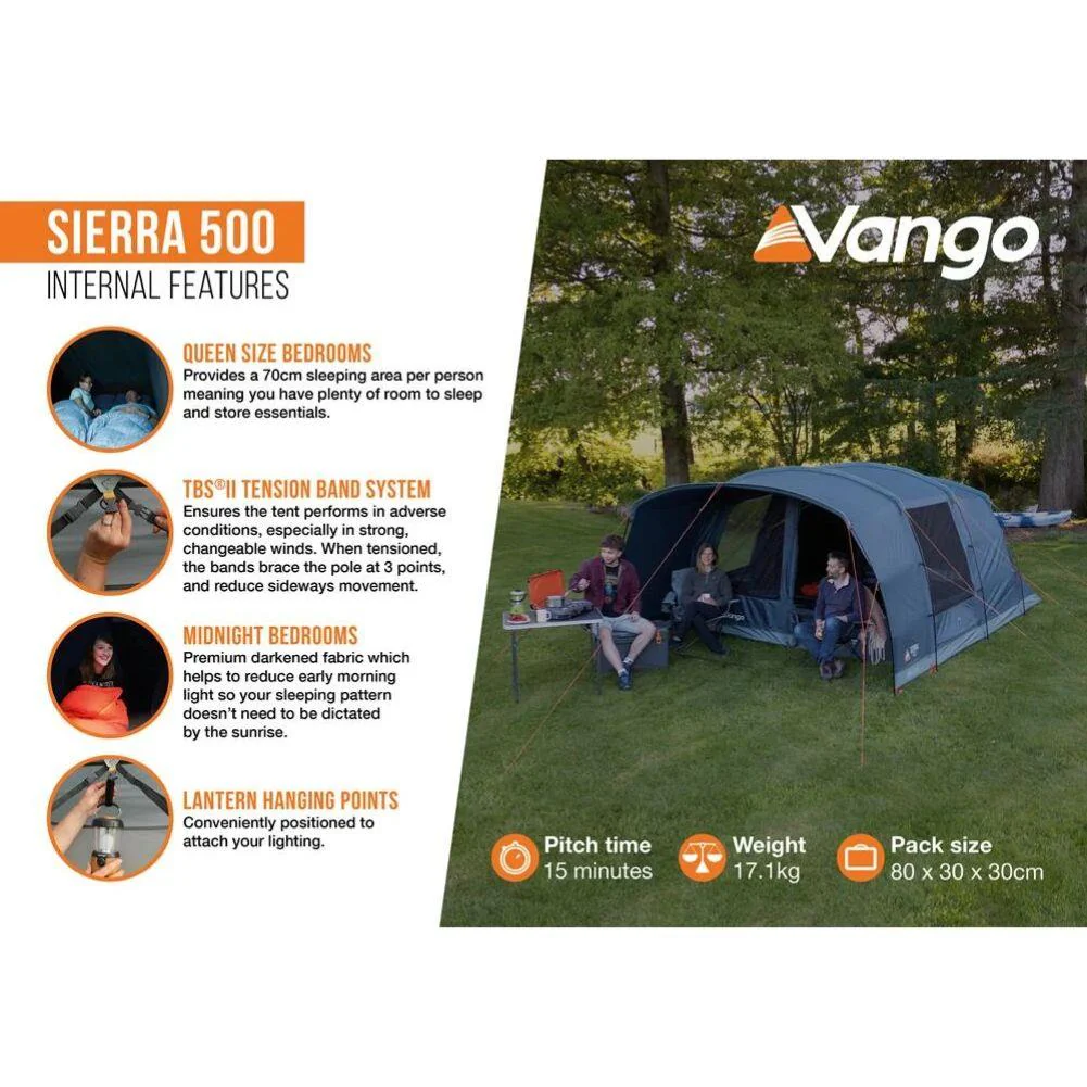 Vango Sierra 500 - 5-Man Tent (Deep Blue) - Image 9