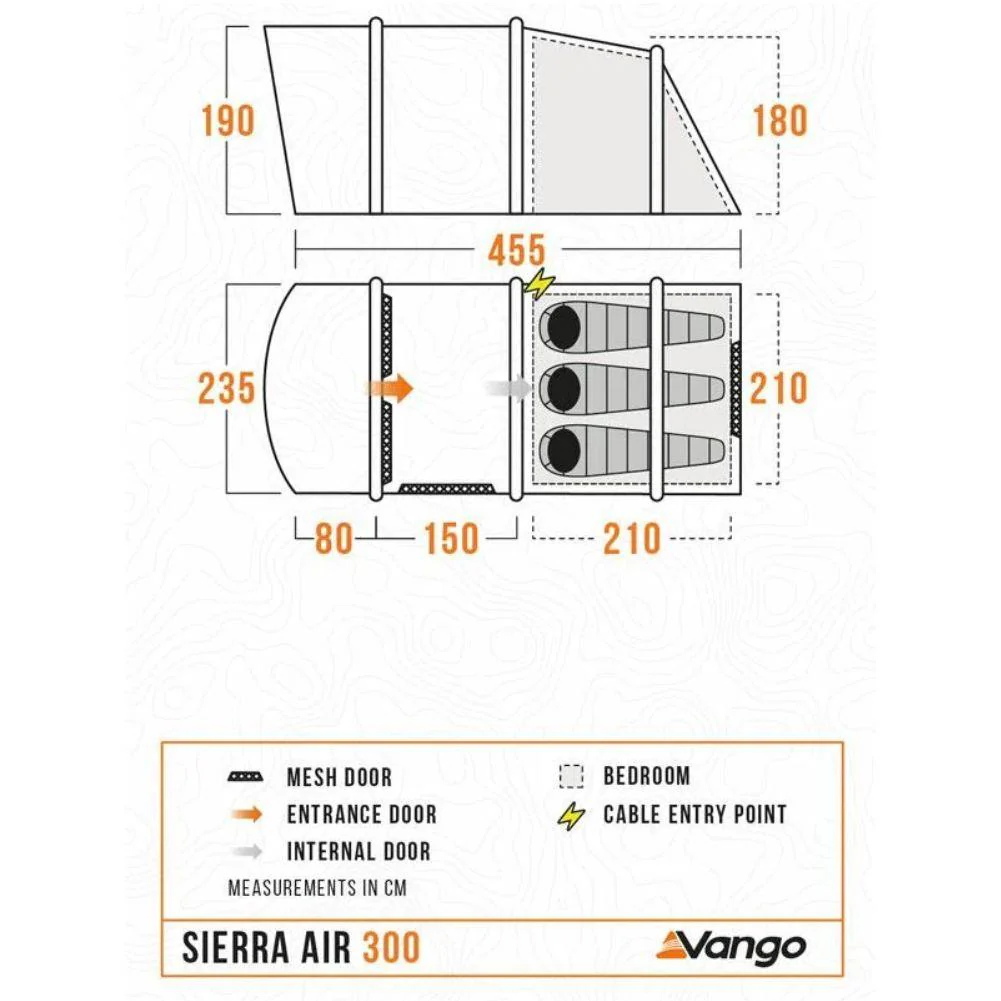 Vango Sierra Air 300 - 3 Man Airbeam Tent (Deep Blue) - Image 18