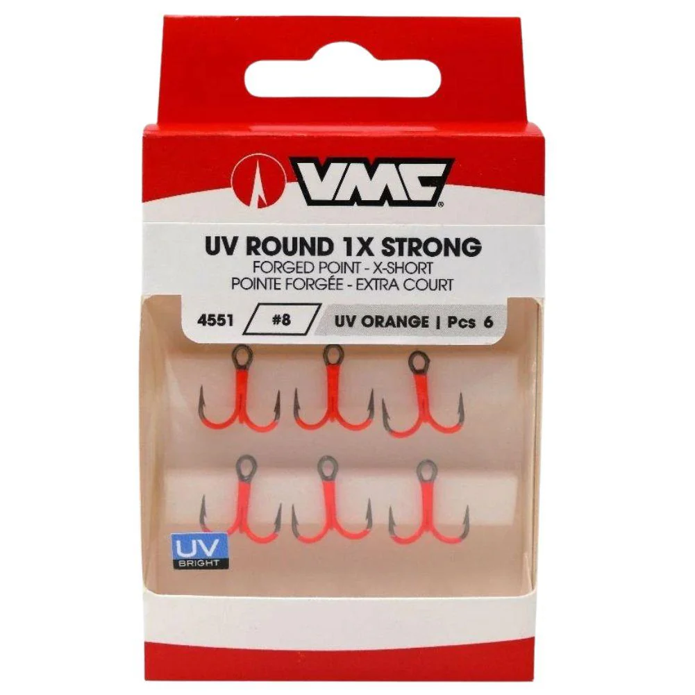 VMC 4551UV Round Orange 0004 Treble Hook x6