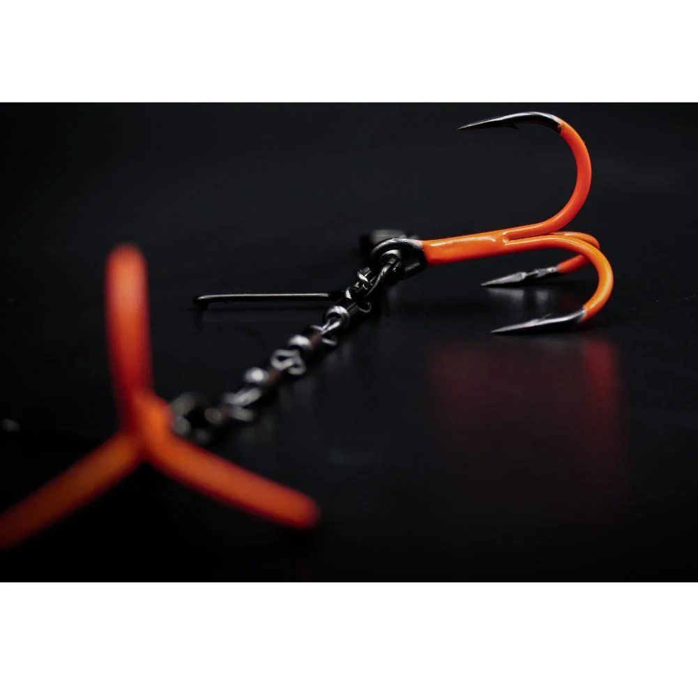 VMC Double Pike Chain Treble Hook (UV Orange) - Image 5