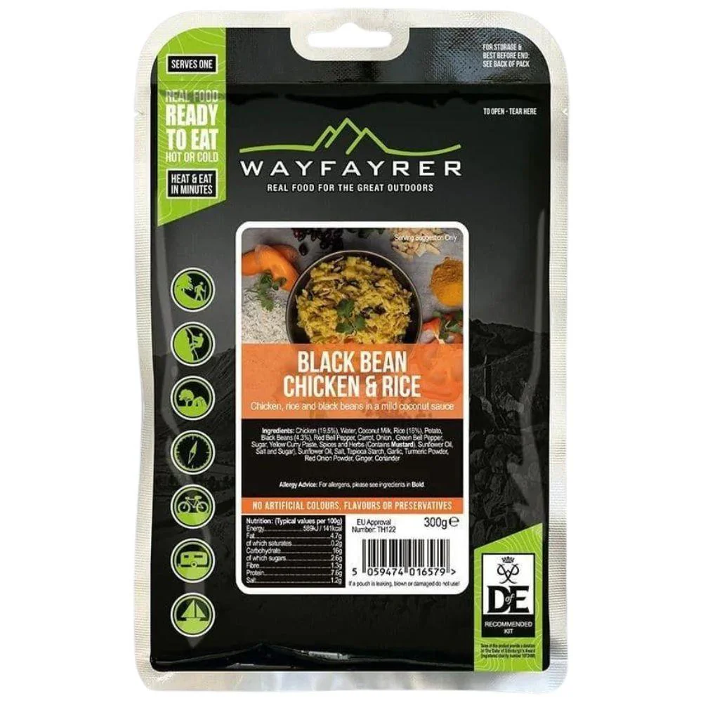 Wayfayrer Black Bean Chicken & Rice - Outdoor Camping Ready to Eat Meal Pouch