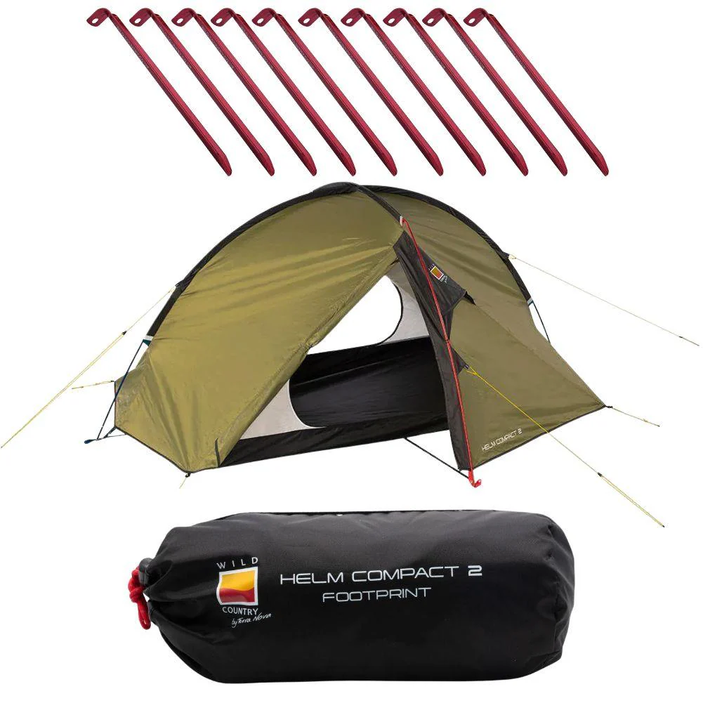 Wild Country Helm Compact 2 Tent + Helm Compact 2 Footprint + Free 10x Aluminium Alloy V-Angle Peg