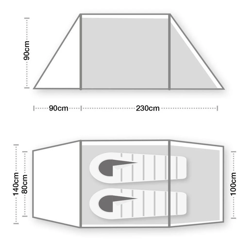 Wild Country Hoolie Compact 2 Tent + Hoolie Compact 2 Footprint + Free Wild Country Aluminium Alloy V-Angle Peg (10 Pack) - Image 3