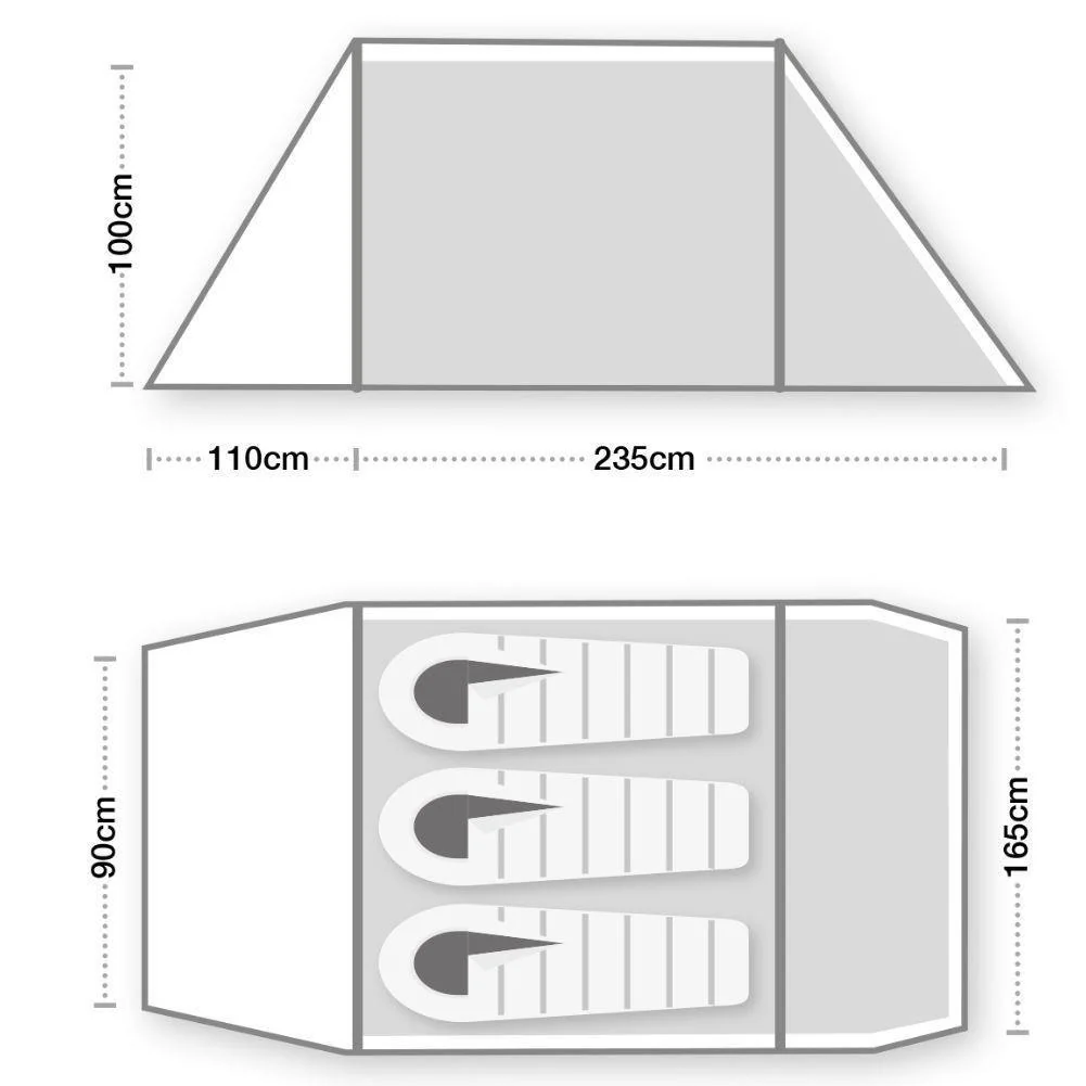Wild Country Hoolie Compact 3 Tent + Hoolie Compact 3 Footprint + Free Wild Country Aluminium Alloy V-Angle Peg (10 Pack) - Image 3