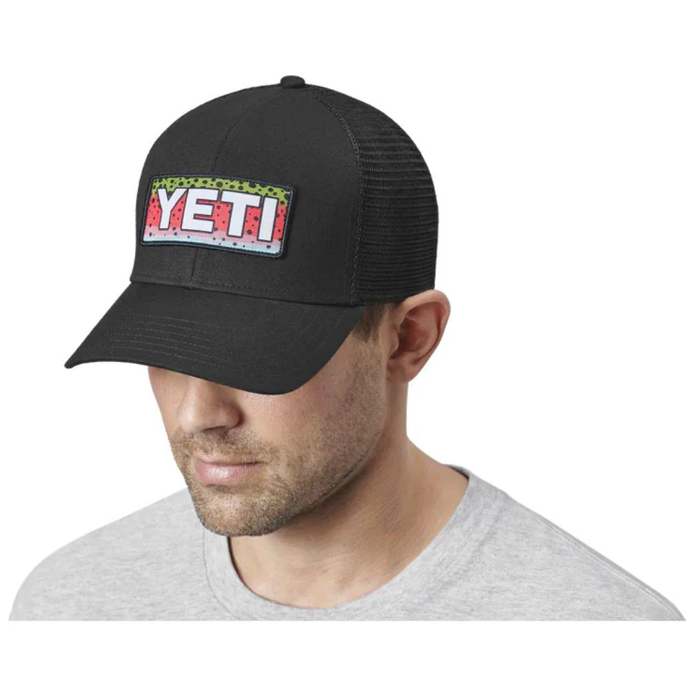 Yeti Rainbow Trout Logo Badge Trucker Hat (Black) - Image 3