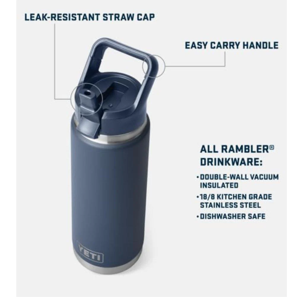 Yeti Rambler 18 Oz Bottle With Straw Cap (Lowcountry Peach) - Image 8