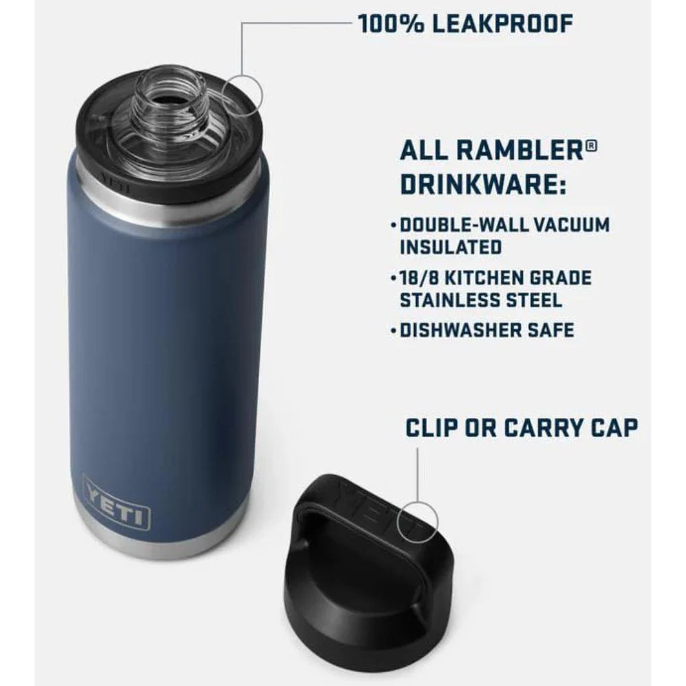 Yeti Rambler 26 OZ (769 ml) Bottle With Chug Cap (Black) - Image 4