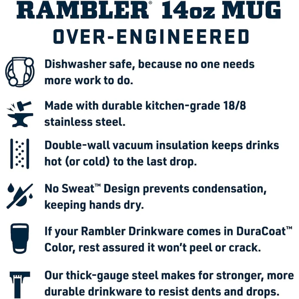 Yeti Rambler Mug 14OZ (Navy) - Image 5